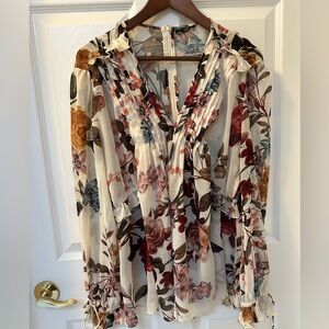 Buffalo by David Bitton Floral Ruffle Blouse – Cottagecore Cowgirl Size L